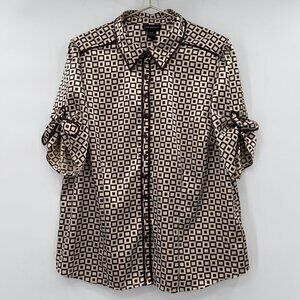 Lane Bryant Plus Cream/Brown Top